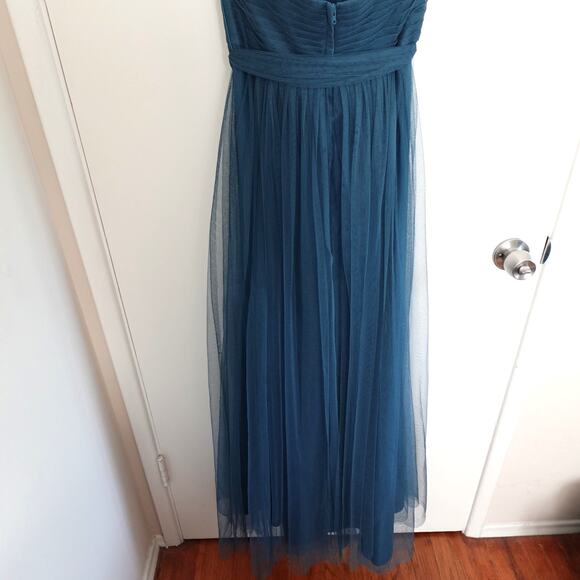 Jenny Yoo Annabelle Convertible Tulle Bridesmaid Dress Vintage Teal Strapless 4 - Picture 13 of 16